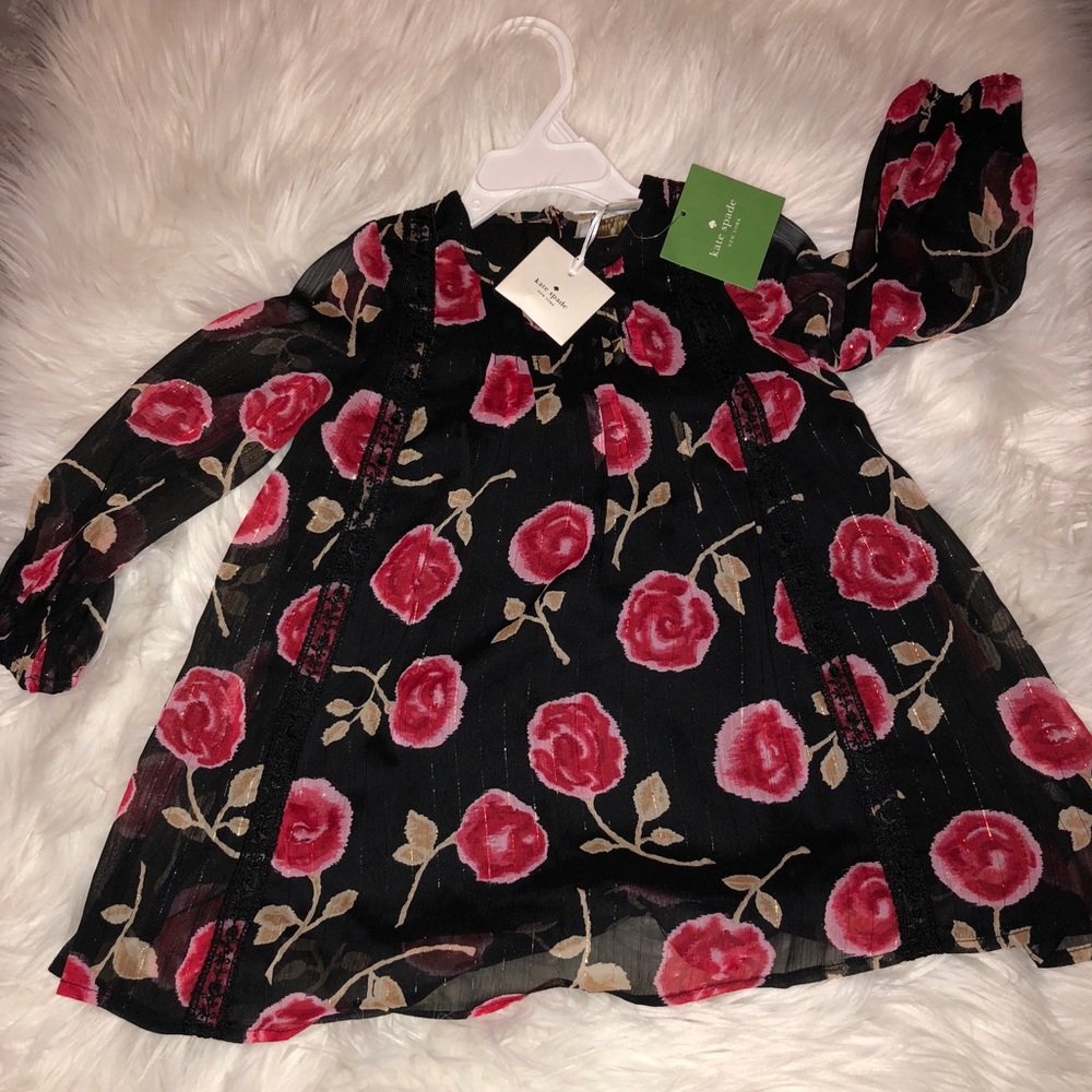 Kate Spade Chiffon Pleated Roses Dress